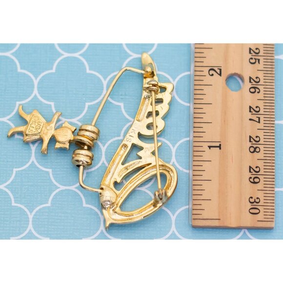 Vintage "Mom" Love Gold Tone Brooch by KIS - R15 - Picture 2 of 2